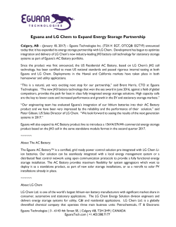 Eguana and LG Chem to Expand Energy Storage Partnership