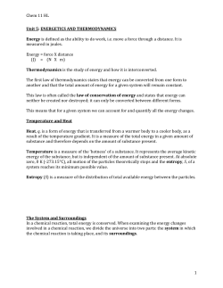 Notes &ndash; Chem 11 HL Intro to Energetics