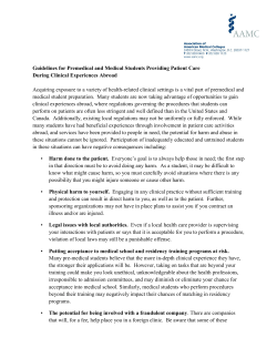 Guidelines for Premedical and Medical Students Providing