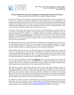 Proposed Multi-Year Advocacy Strategies to Expand and Protect