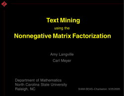 Text Mining Nonnegative Matrix Factorization