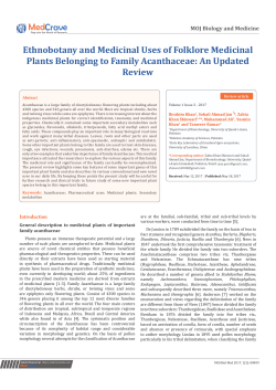 Ethnobotany and Medicinal Uses of Folklore Medicinal Plants