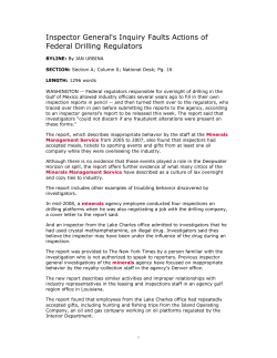 Inspector General`s Inquiry Faults Actions of Federal Drilling
