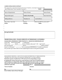 Set up/tech info: PROMOTIONAL INFO: PLEASE COMPLETE AS