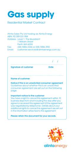 Gas supply - Alinta Energy