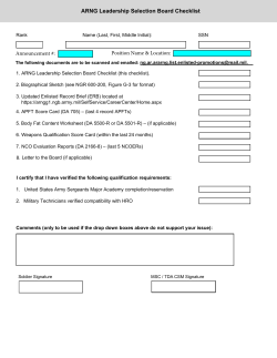 ARNG Leadership Selection Board Checklist Announcement