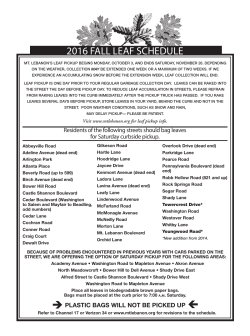 2016 fall leaf schedule