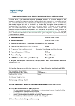 1 MRes in Plant molecular Biology and Biotechnology
