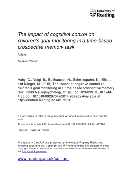 The impact of cognitive control on children`s goal monitoring in a