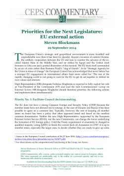 Priorities for the Next Legislature: EU external action