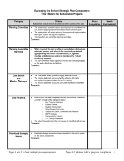 Rubric for Schoolwide Strategic Plan