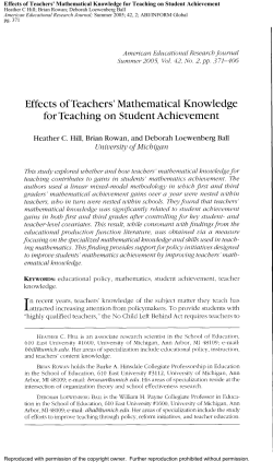 Effects of Teachers` Mathematical Knowledge for Teaching on