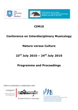 CIM10 Conference on Interdisciplinary Musicology Nature versus