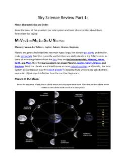 Sky Science Review Part 1: Planet Characteristics and Order: Know