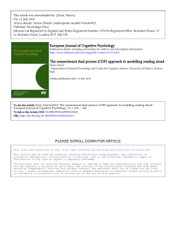 European Journal of Cognitive Psychology The connectionist dual