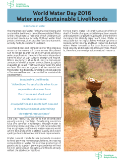 Booklet on Water and Sustainable Livelihoods