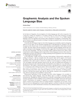Graphemic Analysis and the Spoken Language Bias