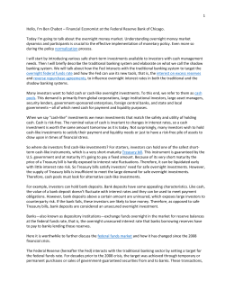 The Overnight Money Market - Federal Reserve Bank of Chicago