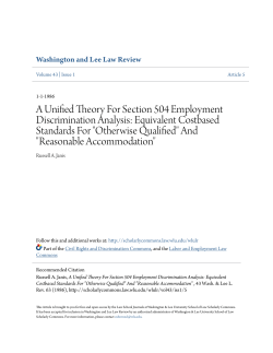 A Unified Theory For Section 504 Employment Discrimination Analysis