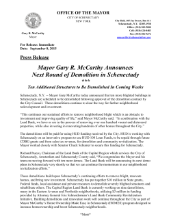 Mayor Gary R. McCarthy Announces Next Round of Demolition in