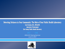 The Role of the Public Health Laboratory - ASCLS-NY