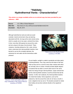 Habitats: Hydrothermal Vents - Characteristics