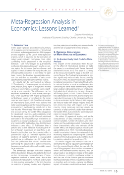 Meta-Regression Analysis in Economics: Lessons Learned1