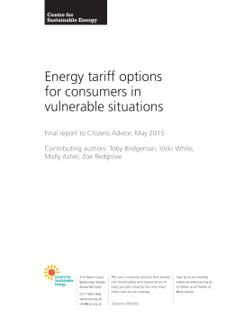Energy tariff options for consumers in vulnerable situations