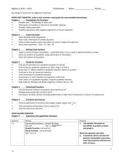 Final Review Second Semester