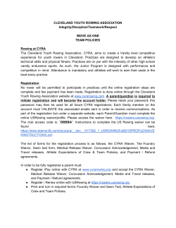 CLEVELAND YOUTH ROWING ASSOCIATION Integrity/Discipline