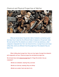 Chemical and Physical Properties of Matter