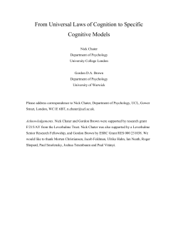 From Universal Laws of Cognition to Specific Cognitive Models (pdf
