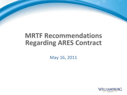 MRTF Recommendations Regarding ARES Contract
