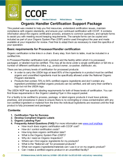 Organic Handler Certification Support Package