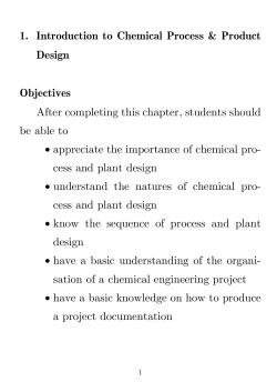 Introduction to Chemical Process and Plant Design