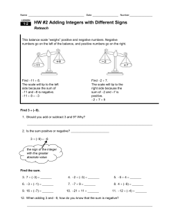 Adding Integers with Different Signs Reteach