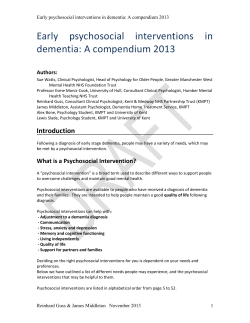 Early Psychosocial Interventions in Dementia