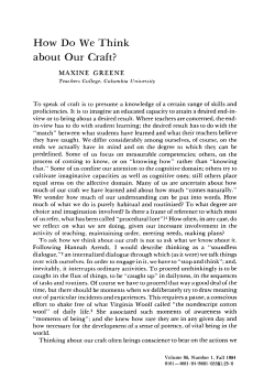 How Do We Think about Our Craft?