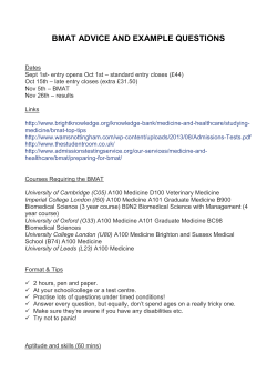 BMAT ADVICE AND EXAMPLE QUESTIONS Dates