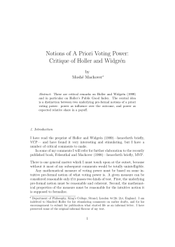 Notions of A Priori Voting Power: Critique of Holler and Widgr&eacute;n