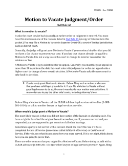 Motion to Vacate Judgment/Order