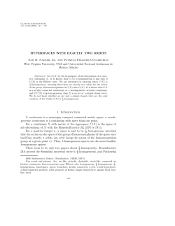 HYPERSPACES WITH EXACTLY TWO ORBITS Sam B. Nadler, Jr