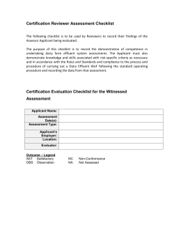 Certification Reviewer Assessment Checklist