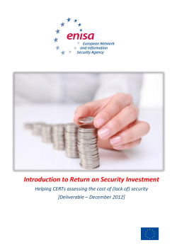Introduction to Return on Security Investment - Enisa