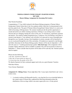 Honors Biology Summer Assignment