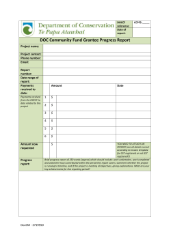 DOC Community Fund progress report template round two 2015/16
