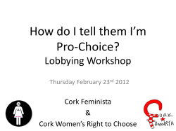 How do I tell them I*m Pro-Choice? Lobbying