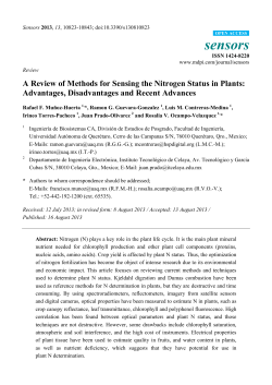 A Review of Methods for Sensing the Nitrogen Status in Plants
