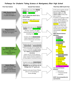 Pathways for Students Taking Science at Montgomery Blair High