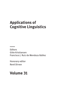 Applications of Cognitive Linguistics Volume 31